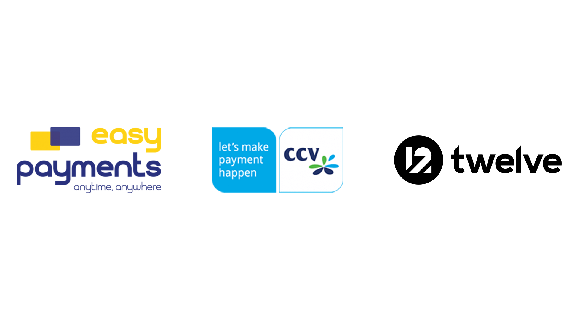 Logo's van CCV, Easy Payments en Twelve